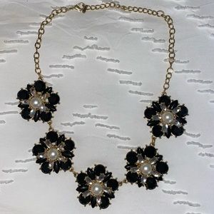 Black and Pearl J. Crew Statement Necklace